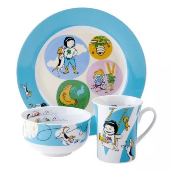 LivLiga Sammie and Sax Kidliga Children's 3 Piece Porcelain Place Setting & Book - Picture 1 of 9